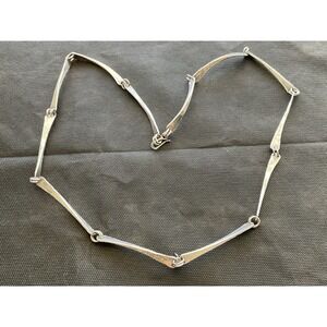 Signed Andy Adam's sterling silver modernist link necklace Vintage Estate Jewelr